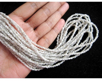 Diamantes blancos en bruto de 2 mm, diamantes blancos en bruto, cuentas de diamantes blancos naturales sin tallar para joyería, cuentas de diamantes blancos (opciones de 4 a 16 pulgadas)