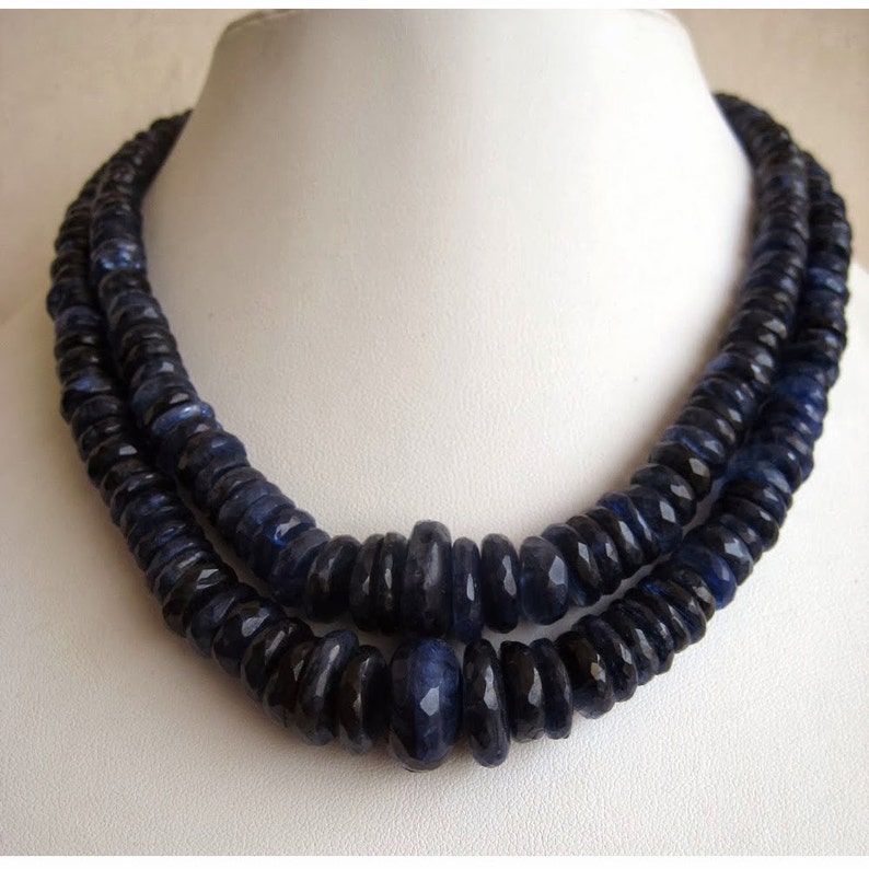 Faceted Kyanite Blue Kyanite 100 Pieces Approx Faceted Rondelle Beads 14 Inch Strand 20mm To 7mm Each Kyanite Beads
