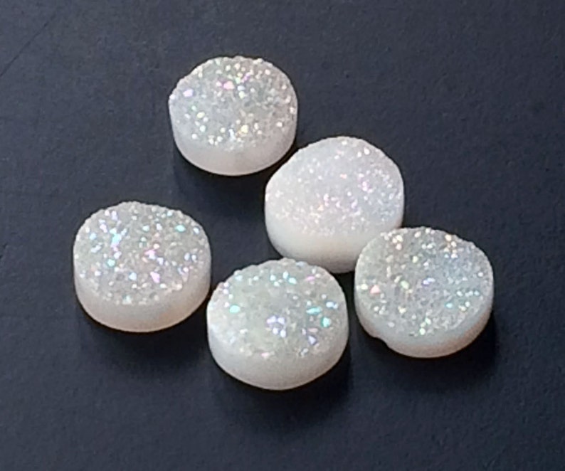 Druzy Studs White Round Druzy 10 Pieces White Druzy Druzy Cabochon Matched Pairs 10mm Beads Titanium White Druzy Druzy Jewelry