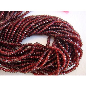 3 mm Mozambikaanse granaatgefacetteerde rondellen, 13 inch streng