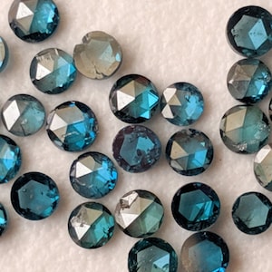 Blue Diamonds, 2-2.5mm MELEE DIAMONDS, Round Rose Cut Flat Back Cabochon Faceted Blue Diamond For Jewelry (2Pcs To 8Pcs)-PPD561