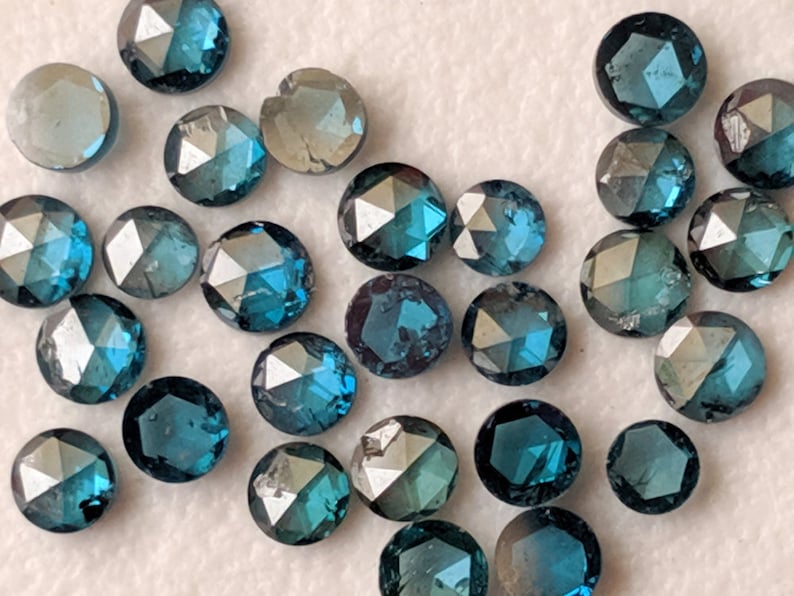 - PPD561 Blue Rose Cut Diamond For Jewelry 2Pcs To 8Pcs Blue Round Rose Cut Diamond Flat Back Diamond Cabochon 2-2.5mm Rose Cut Diamond