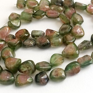 8-12mm Rare Watermelon Tourmaline Beads, Natural Watermelon Tourmaline Plain Tumble Beads, Tourmaline Statement For Jewelry (3.5IN To 13IN)