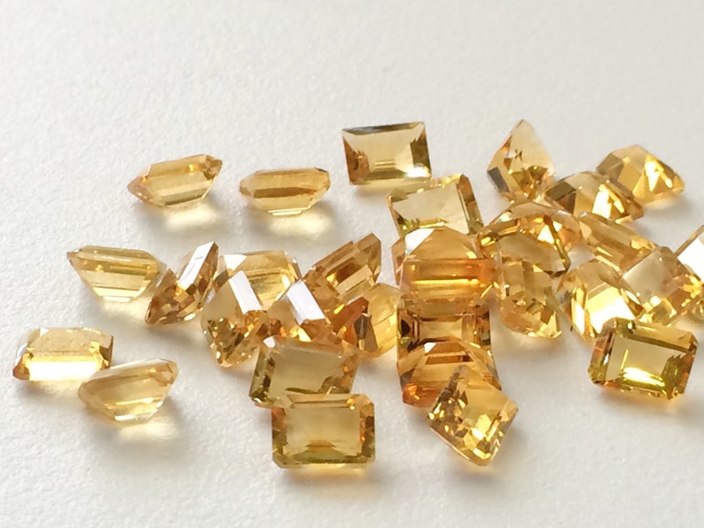 Beautiful Orange Citr Emerald Cut Faceted Calibrated Citrine 7x9mm Each Citrine Cut Stone Lot 11.20 Carats 5 Pieces