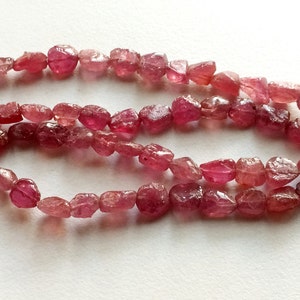 7-9mm Ruby Rough Strand, Ruby Beads, Rough Ruby Glass Filled Gemstones, Raw Ruby, Ruby Pink Beads For Jewelry 5IN To 15IN Options image 1