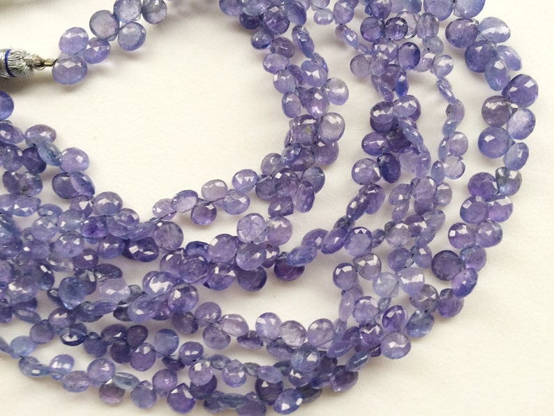 28 Pcs Tanzanite Beads Tanzanite Necklace Natural Tanzanite Faceted Heart Beads 4 Inch AGA87 5-6mm