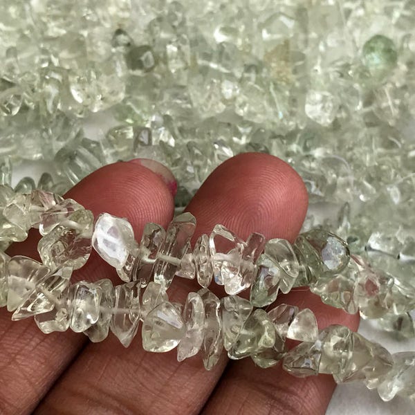 5-10mm Green Amethyst Beads, Natural Green Amethyst Chip Beads, Green Amethyst For Necklace, 32 Inch (1strand To 10strands Option) - RAMA202