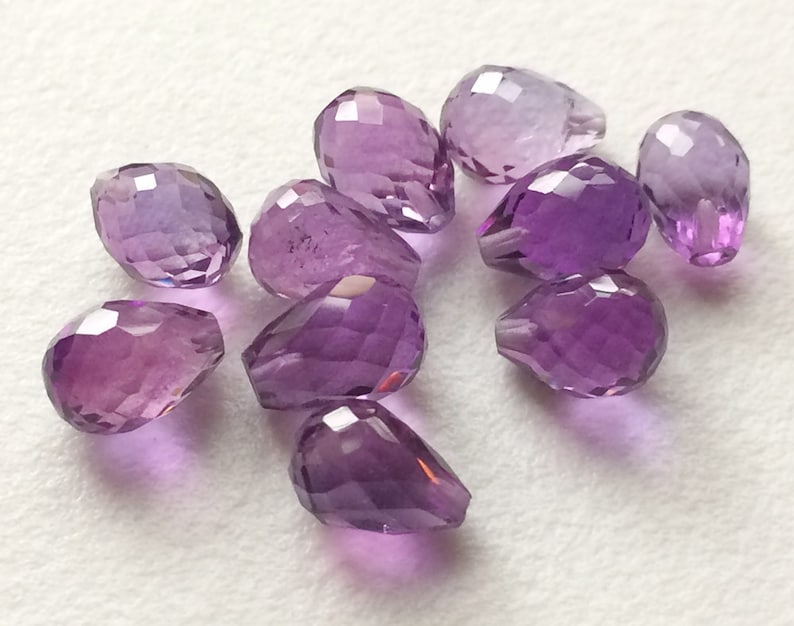 9x14mm Approx 5Pcs Half Top Drilled Drops Loose Callibrated Amethyst Drops Amethyst Micro Faceted Tear Drops Lot 40 Ctw