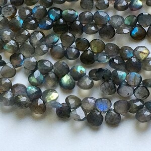 9mm Labradorite Faceted Heart Beads, Labradorite Fire Gem Stone, Labradorite Faceted Heart Briolettes For Jewelry (20Pcs To 40Pcs Options)