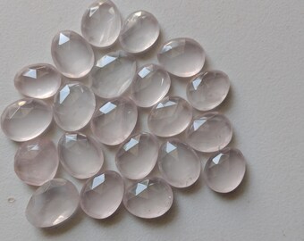 12-16 mm Rosenquarz-Rosenschliff-Cabochon, Rosenquarz-facettierte flache Cabochons, Rosenquarz-Edelsteine für Schmuck (5 Stück bis 20 Stück Optionen)