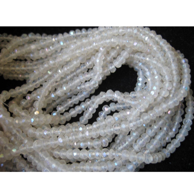 Wholesale 5 Strands 14 Inches Each 3mm Beads Micro Faceted Coated Crystal Quartz Rondelle Beads