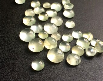 5-10 mm Prehnit Släta Runda Platta Baksida Cabochoner, Prehnit Rund Cabochon För Smycken, Släta Runda Ädelstenar (5 Till 10 Styck Alternativ) - KRIS1111
