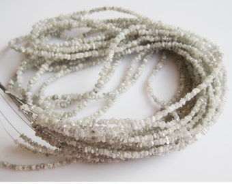 Diamantes blancos en bruto de 3-4 mm, diamantes blancos naturales en bruto, cuentas de diamante sin tallar, cuentas blancas grises en bruto para joyería, cuentas de diamante (de 8,9 a 35,5 cm)