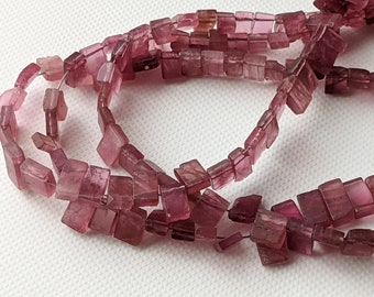 Koraliki z różowego turmalinu o średnicy 3-5 mm, naturalne różowe turmaliny, ozdobne pałeczki, bocznie wiercone, designerskie turmaliny do naszyjnika (opcja od 8 do 16 cali) - ASG85
