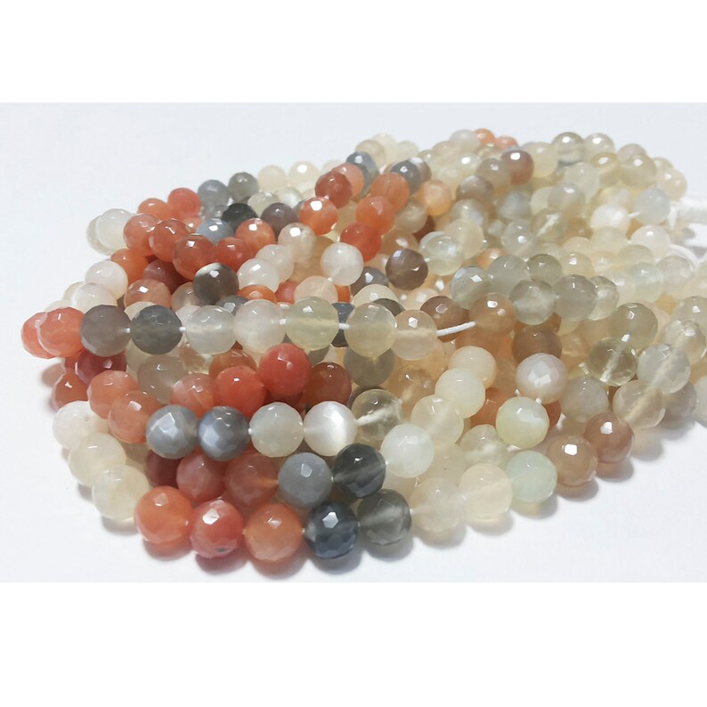 40 Pieces Approx Multi Moonstone Beads Multi Moonstone faceted Rondelles 6mm Beads 5 Strands WHOLESALE 9 Inch Strand