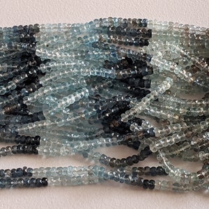3.5-4mm Moss Aquamarine Faceted Rondelle Beads, Moss Aquamarine Beads, Faceted Rondelle Beads for Jewelry (7.5IN To 15IN Options) - AAG82