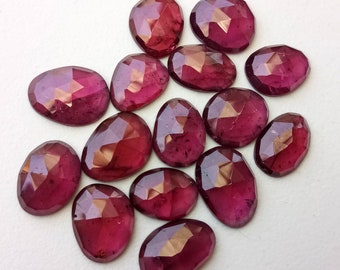 8-10mm Rhodolite Garnet Rose Cut Cabochons, Natural Garnet Rose Cut Flat Back Cabochons, 5 Pcs Loose Garnet Free Form Shape Cabochon-PDG289