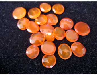 9-10mm Carnelian Rose Cut Cabochons, Carnelian Faceted Cabochons, Carnelian Gemstones, Orange Gems For Jewelry (5Pcs To 10Pcs Options)