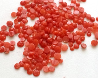 2-3mm Italian Coral Round Flat Back Cabochons, Original Natural Coral Cabochons, Italy Coral For Jewelry (1Ct To 10Ct Options) - PGA401
