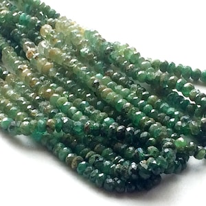 3.5-4mm Green Emerald Shaded Faceted Rondelle Beads, Emerald Faceted Rondelles, Emerald Bead For Necklace (7IN To 14IN Options)-VCA32