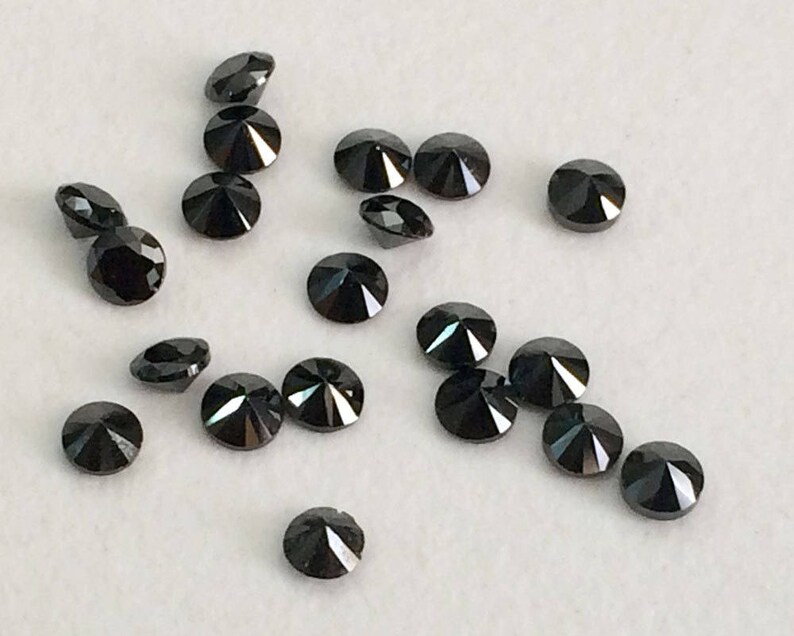 2mm Black Cubic Zirconia Loose Round Zircon Faceted Etsy