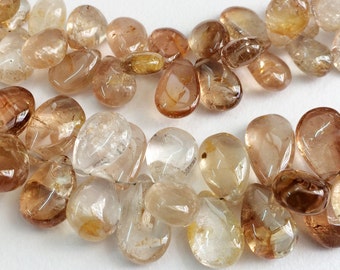 9x11mm - 9x17mm Approx., Imperial Topaz Plain Pear Beads, Golden Champagne Topaz, 10 Pieces Imperial Topaz Beads For Jewelry - KS182