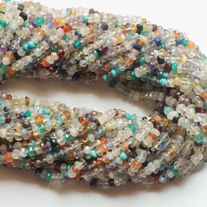 4mm Multi Gemstone Faceted Rondelle Beads, Multi Gemstone Faceted Beads, 13 Inch Multi Gemstone Strand For Jewelry 1ST To 5ST Options image 4