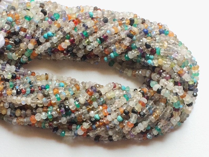 4mm Multi Gemstone Faceted Rondelle Beads, Multi Gemstone Faceted Beads, 13 Inch Multi Gemstone Strand For Jewelry 1ST To 5ST Options image 4