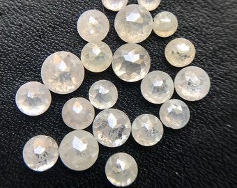 White Rose Cut Diamond Loose Cabochons 2.3 3.2mm Rare Round Flat