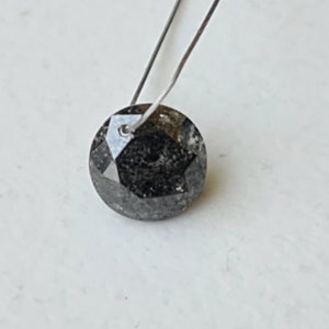 Salt And Pepper Diamond, CONFLICT FREE 4.7 mm, 0.50 Ct Solitaire Shaped Diamond, Round Cut Brilliant Cut Clear Light Gray Diamond-PPD896