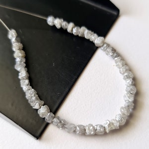 3-4.5mm Grey Rough Diamonds, Natural Grey Raw Uncut Diamond Beads, Rough Diamond Beads, Grey Diamond Beads (2IN To-4IN Options) - PDD34