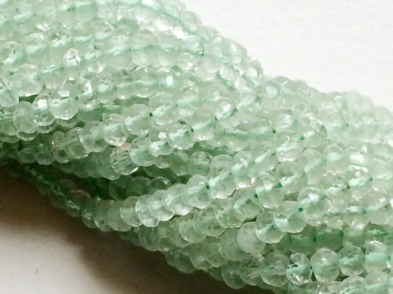 3.5-4mm Green Amethyst Micro Faceted Rondelles, Green Amethyst Rondelle, 13 Inches Faceted Green Amethyst For Jewelry (1St To 5ST Options)