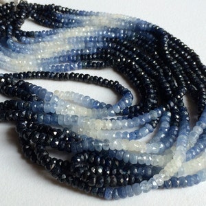 3-4mm Shaded Blue Sapphire Faceted Beads, Original Sapphire Faceted Rondelle, Sapphire Faceted Beads For Jewelry 8IN To 16IN Options image 5