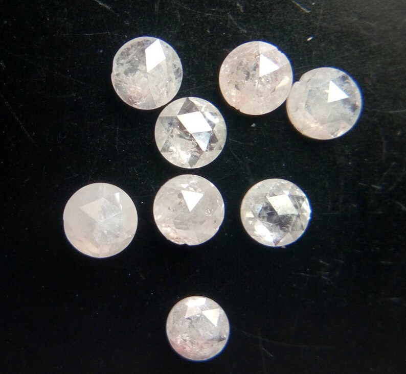 9 Pcs 2.9-2.4mm White Rose Cut Diamond DDP186 Rough Raw Diamond Loose Faceted Diamond Rare Natural White Luster Diamond Cabochon