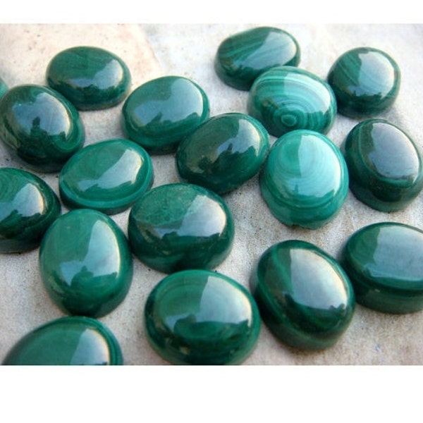 12x10mm Malachite Oval Cabachon, Oval Calibrated Malachite Cabachon, Green Malachite Cabochon, Malachite For Jewelry (5Pcs To 20Pcs Options)