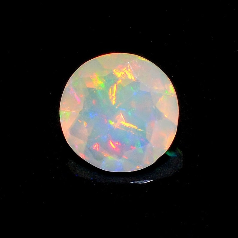 8mm Huge Ethiopian Opal, Round Faceted Opal, Fancy Cut Stone For Ring, Faceted Cabochon, Fire Opal, Opal For Jewelry, 1.1cts Approx, EO1 image 2