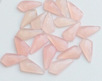 30x15mm Rose Pink Chalcedony Rose Cut Fancy Cabochon, Rose Pink Chalcedony Rose Cut Flat Cabochons For Jewelry (2Pcs To 4Pcs Options)