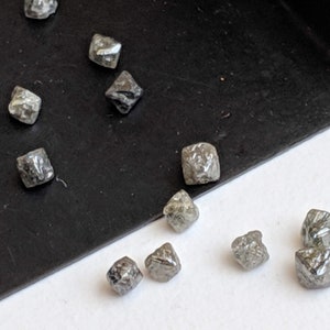 Puede incluir: Una colecci&oacute;n de peque&ntilde;as piedras grises, &aacute;speras, con forma de diamante sobre una superficie negra. Las piedras est&aacute;n dispersas sobre una superficie blanca.