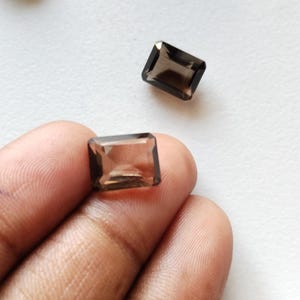 スモーキークォーツ エメラルドカット ストーン 10個、天然スモーキークォーツ 長方形カット ルースジェムストーン ジュエリー用、ブラウンストーン (4 x 6 mm ～ 8 x 10 mm のオプション) 画像 9