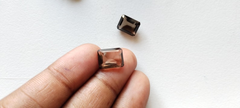 スモーキークォーツ エメラルドカット ストーン 10個、天然スモーキークォーツ 長方形カット ルースジェムストーン ジュエリー用、ブラウンストーン (4 x 6 mm ～ 8 x 10 mm のオプション) 画像 9