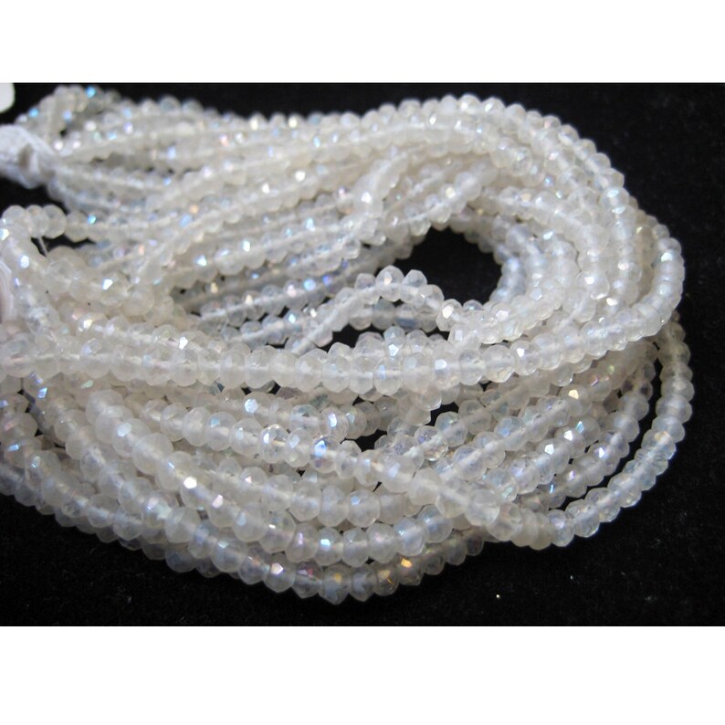 Wholesale 5 Strands 14 Inches Each 3mm Beads Micro Faceted Coated Crystal Quartz Rondelle Beads