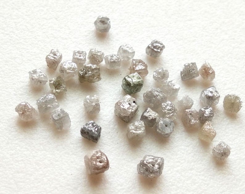 2-3mm Drilled Natural Pure White Diamonds Raw Uncut Diamonds WHOLESALE 10 Pcs White Grey Rough Diamond Cube Loose Diamonds DS4086