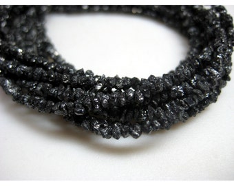1-2mm Black Rough Diamonds, Black Raw Diamond Beads, Black Uncut Diamonds, Raw Black Diamond Beads For Jewelry (4IN To 16IN Options)