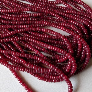 3.5mm Ruby Red Corundum Plain Beads, Red Corundum Plain Rondelle Beads, Red Corundum For Jewelry (8IN To 16IN Options)-AAG39
