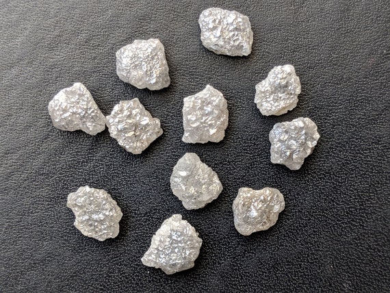 7-8mm Flat Grey Raw Diamond Slice, Beautiful Grey Rough Diamonds, Natural Uncut Diamond, Perfect for Bezel and Prong Setting (2Pcs To 10Pcs)