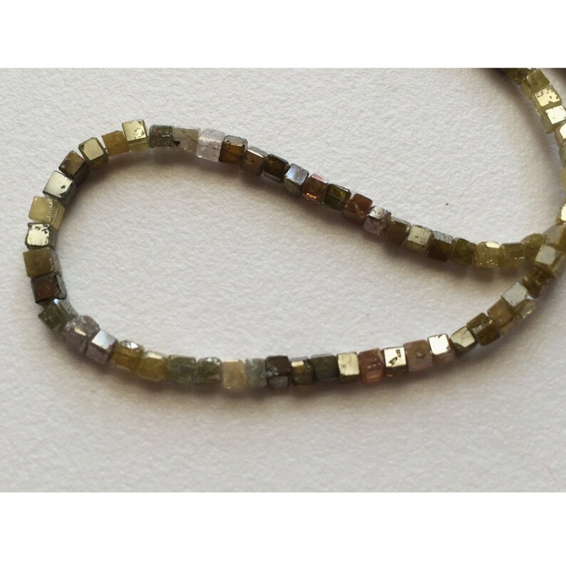 3.5 CTW Multi Color Sparkling Diamonds Box Cubes Faceted Diamond Beads Conflict Free Diamonds Approx 1.5mm To 2.5mm Each 4 Inch Strand