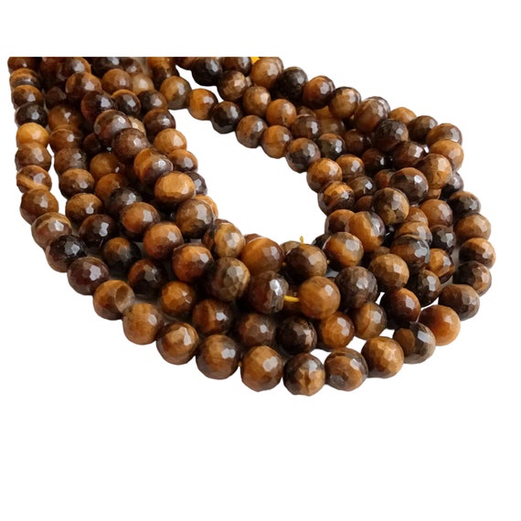 7mm Tigers Eye Faceted Round Beads, Natural Tigers Eye Beads, Tigers Eye  Faceted Rondelle Beads for Jewelry 1ST to 5ST Options DPA2 