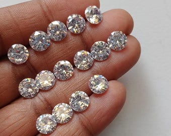 7.5mm Cubic Zirconia, Loose Round Zircon, Faceted Zirconia, Sparkling Clear CZ Diamonds, Diamond Cut Cz (10Pcs T0 100 Pcs Options)