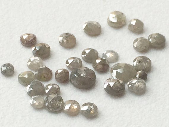 Lot De 5 Diamants Naturels Gris Clair - Taille Ronde 2-2,5 Mm - Qualité I3 - Origine Afrique Du Sud