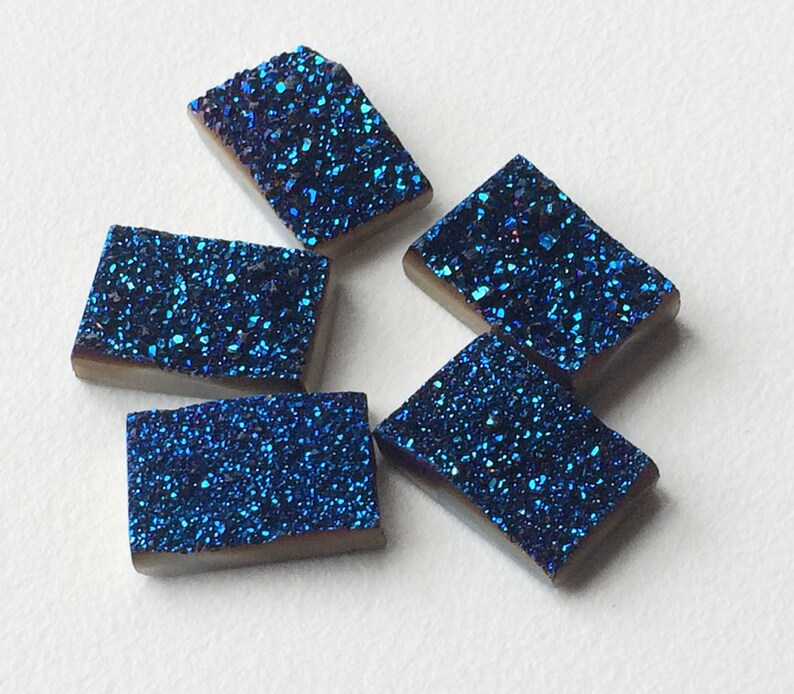 Sapphire Blue Druzy Titanium Sapphire Blue Druzy 17x12mm 6 Pcs Blue Rectangle Druzy Druzy Cabochon Druzy Jewelry Matched Pairs